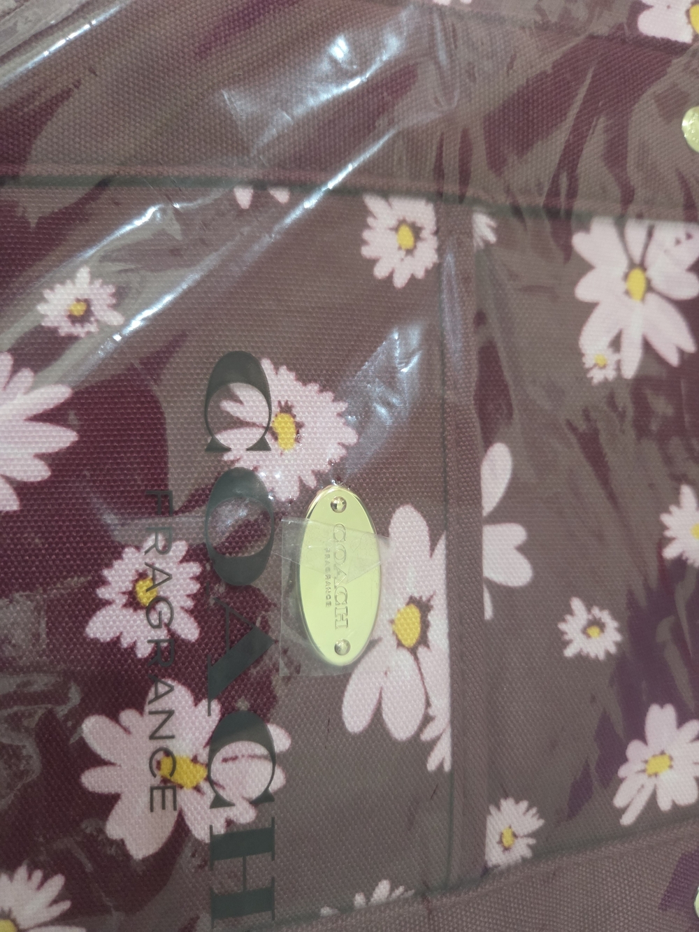 NEW COACH TOTE Floral Maroon Large COACH Tote Bag with Pink Daisy Print - Picture 4 of 6
